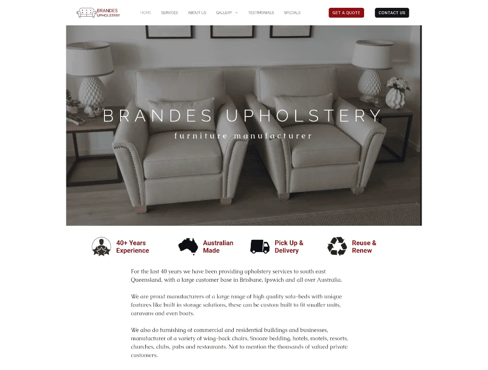 Branded Upholstery Website